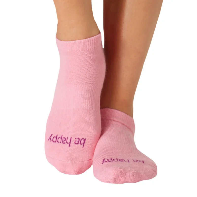 sock singles thermal -  Be Happy - Flamingo/Acai Grip Socks (Barre / Pilates)