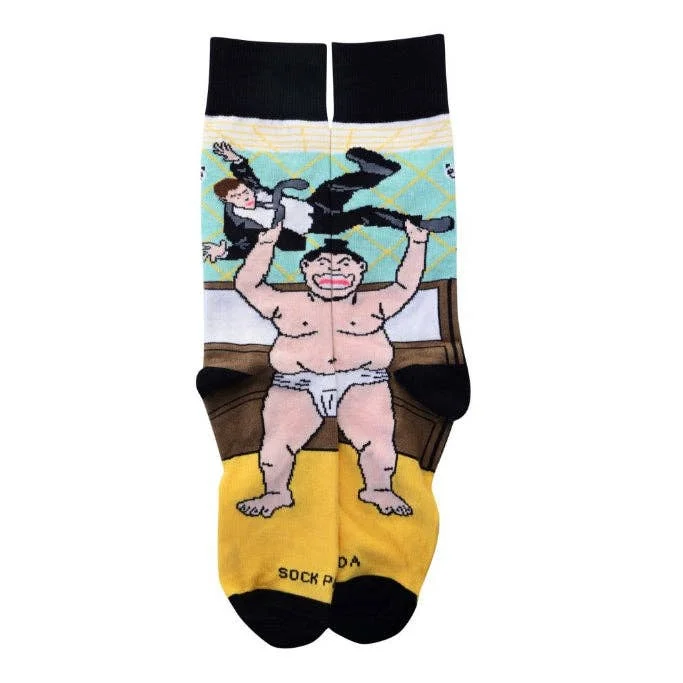 sock discounts running -  Sock Panda - Sumo Man Tossing Business Office Man from Cubicle Socks