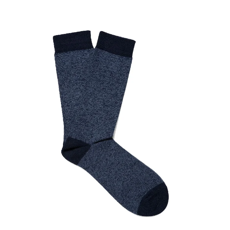 sock features running -  Sunspel Cotton Socks Shale Blue / Navy Twist