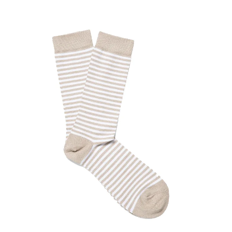 sock ratings running -  Sunspel Cotton Socks White / Light Sand English Stripe