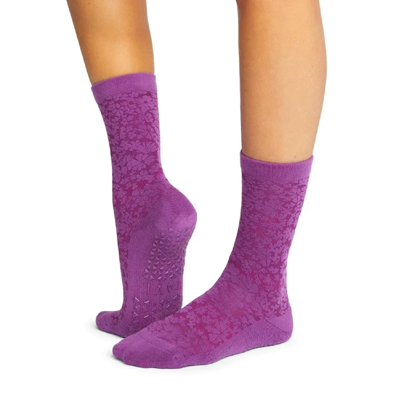 sock styles hiking -  Jess Grip Socks - Violet Floral (Barre/Pilates)