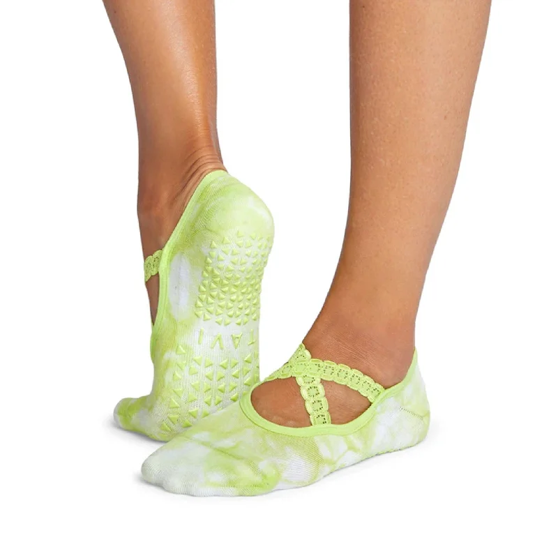 sock codes running -  Chloe Grip Socks - Lime Tie-Dye (Pilates / Barre)