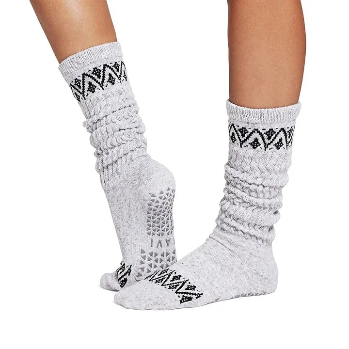 sock durability thermal -  Stacy Scrunch Crew Grip Socks - (Pilates / Barre)