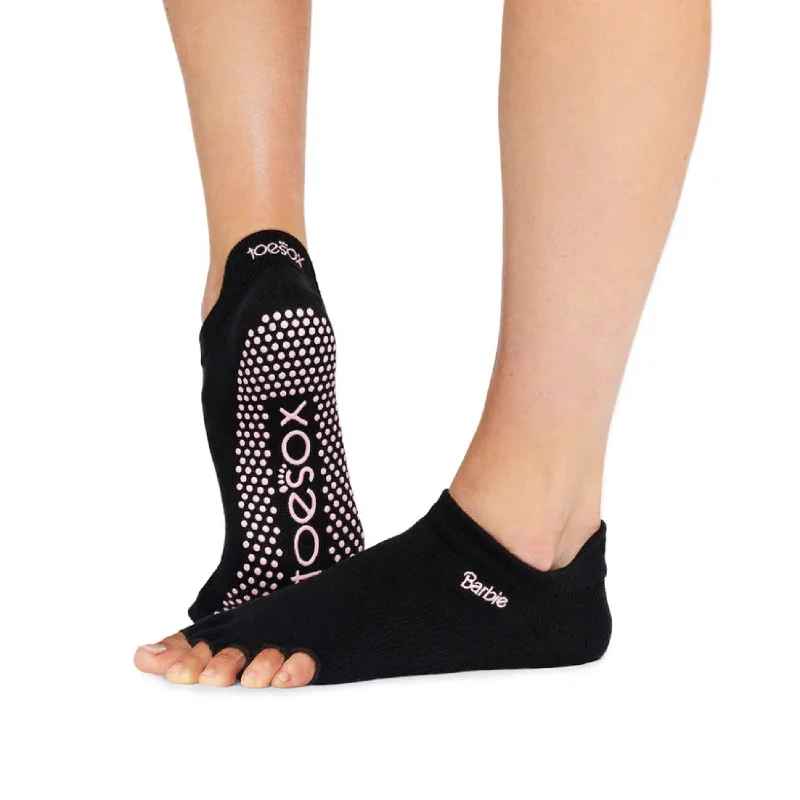 sock designs running -  Half Toe Low Rise Grip Socks - Barbie Black (Pilates / Barre)