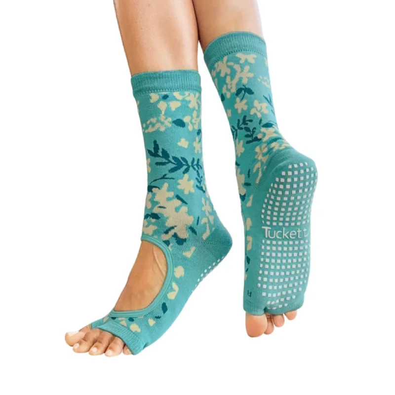 sock storage running -  Crew Toeless - Teal Garden (Barre / Pilates)