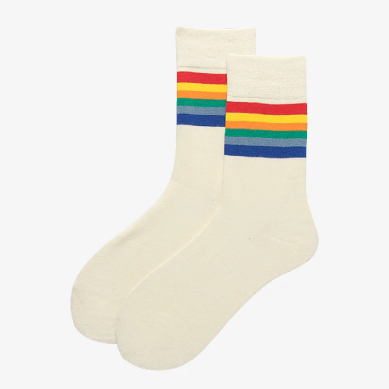 sock features custom -  Unisex Rainbow Striped Socks