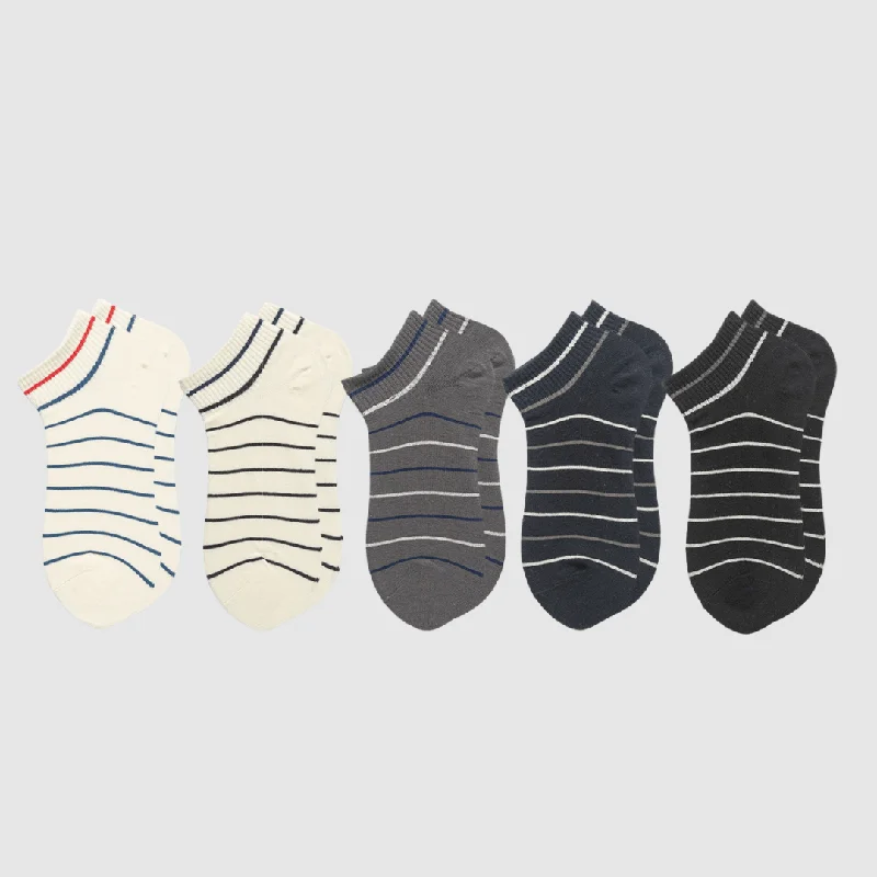 sock packaging thermal -  5-Pack Unisex Striped Ankle Socks