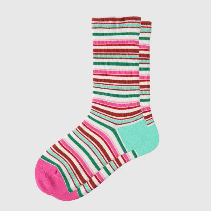 sock reviews hiking -  Women's Pink Striped Crew Socks