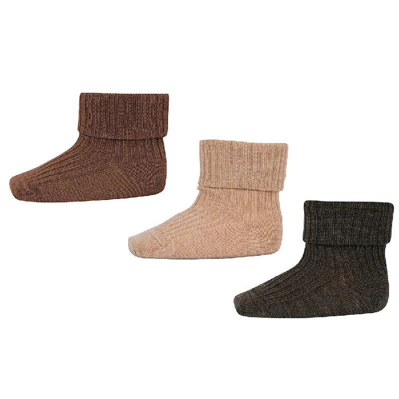 sock stock running -  Mp Denmark Wool Ribbed Socks - 3-pack Camel Melange