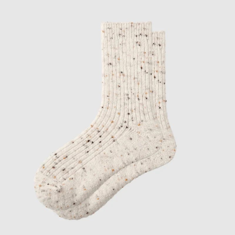 sock collections thermal -  Women's Merino Wool Blend Speckled Crew Socks - Cream