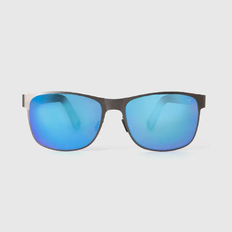 sunglasses with icy highways -  Albura Teak Blue Metal Wood Sunglasses