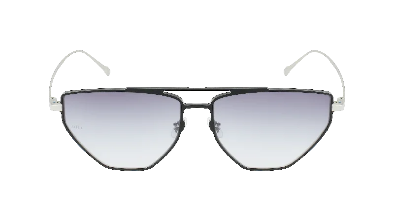 02B - Black Geometric metal aviator Sunglasses