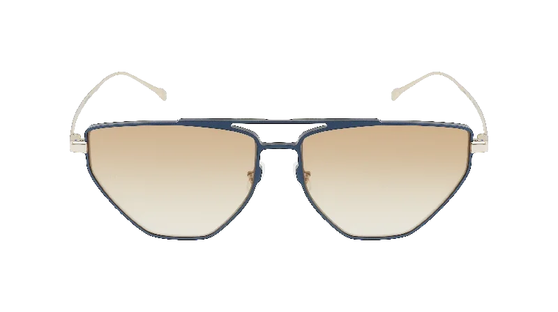 91F - Blue Geometric metal aviator Sunglasses