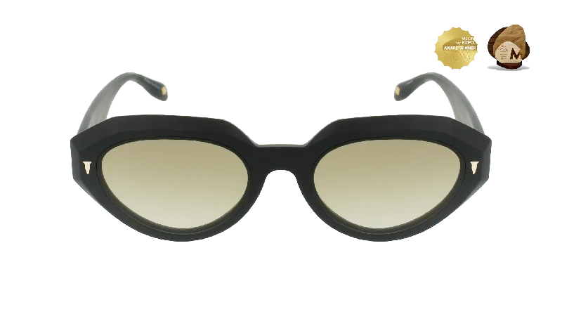 02P - Matte Black Oval Sunglasses