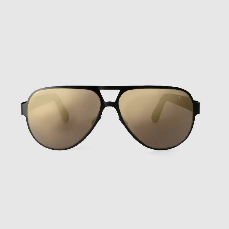 sunglasses with frosty lines -  Kaveli Gold Metal Wood Sunglasses