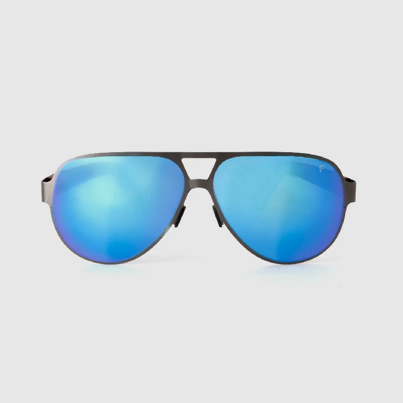 sunglasses with frosty nicks -  Kaveli Gun Blue Metal Wood Sunglasses