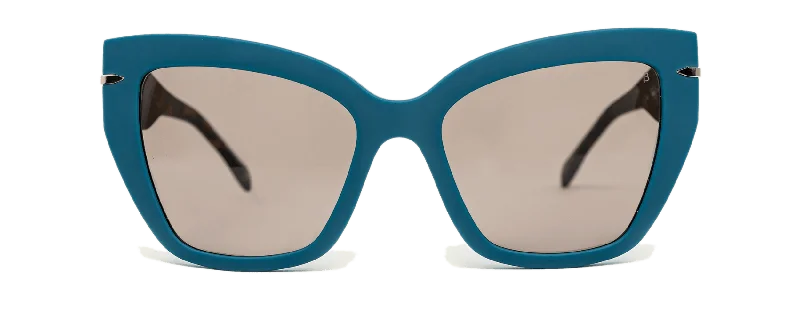 88E - Vintage Teal Oversized Cat Eye Designer Sunglasses