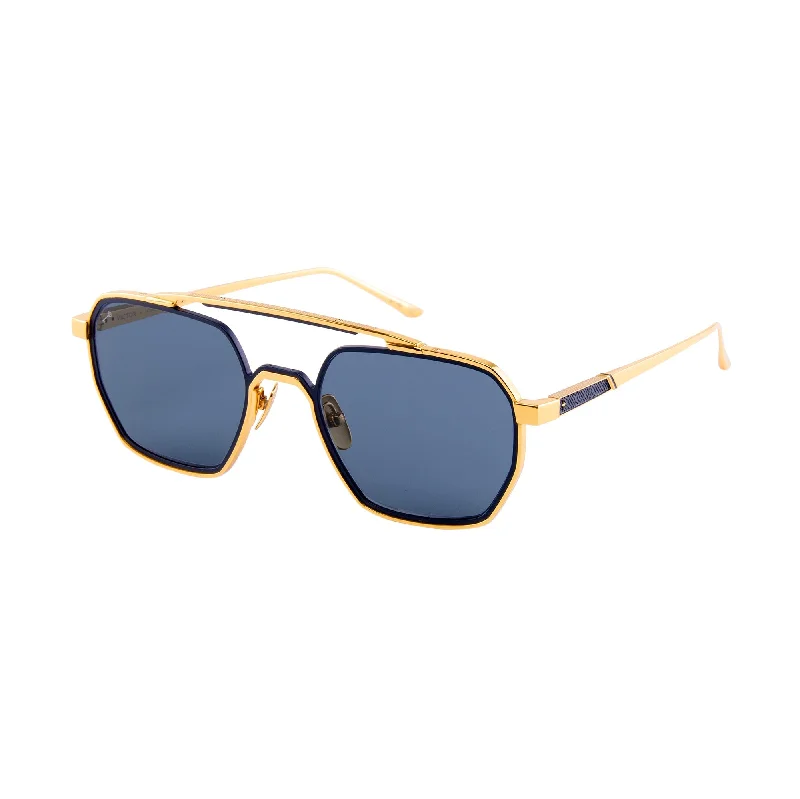 24k Gold / Navy (Blue Lens)