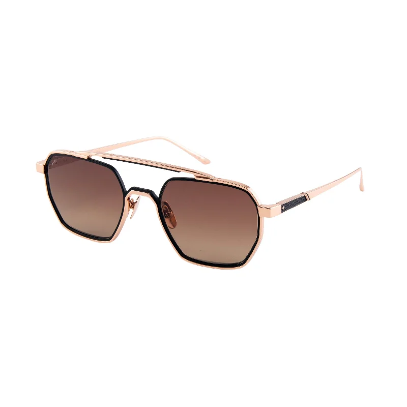 18k Rose Gold / Black (Brown Gradient Lens)