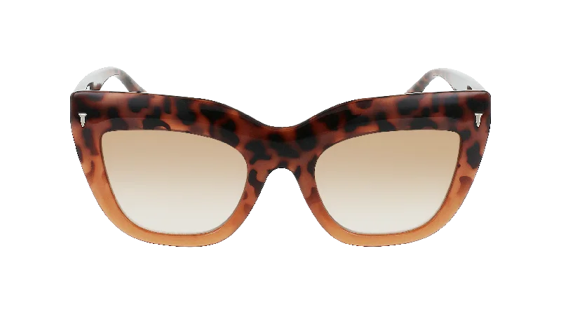 56W - Shiny Tortoise/Milky Caramel Gradient Oversized Cat Eye Shiny Sunglasses